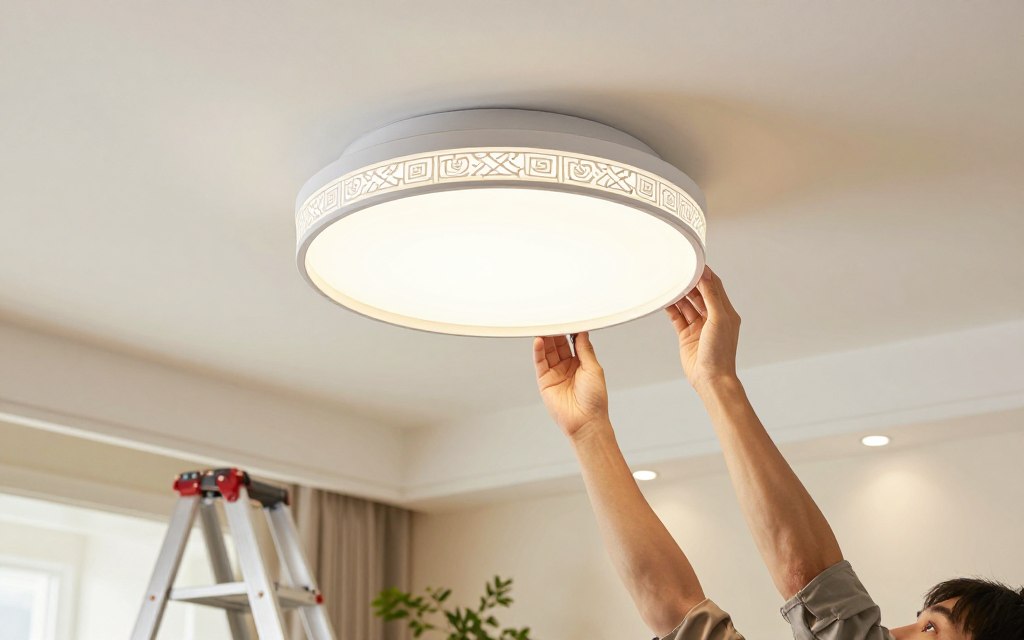 montaż klosza lampy sufitowej