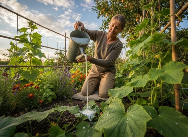 podlewanie ogórków mlekiem