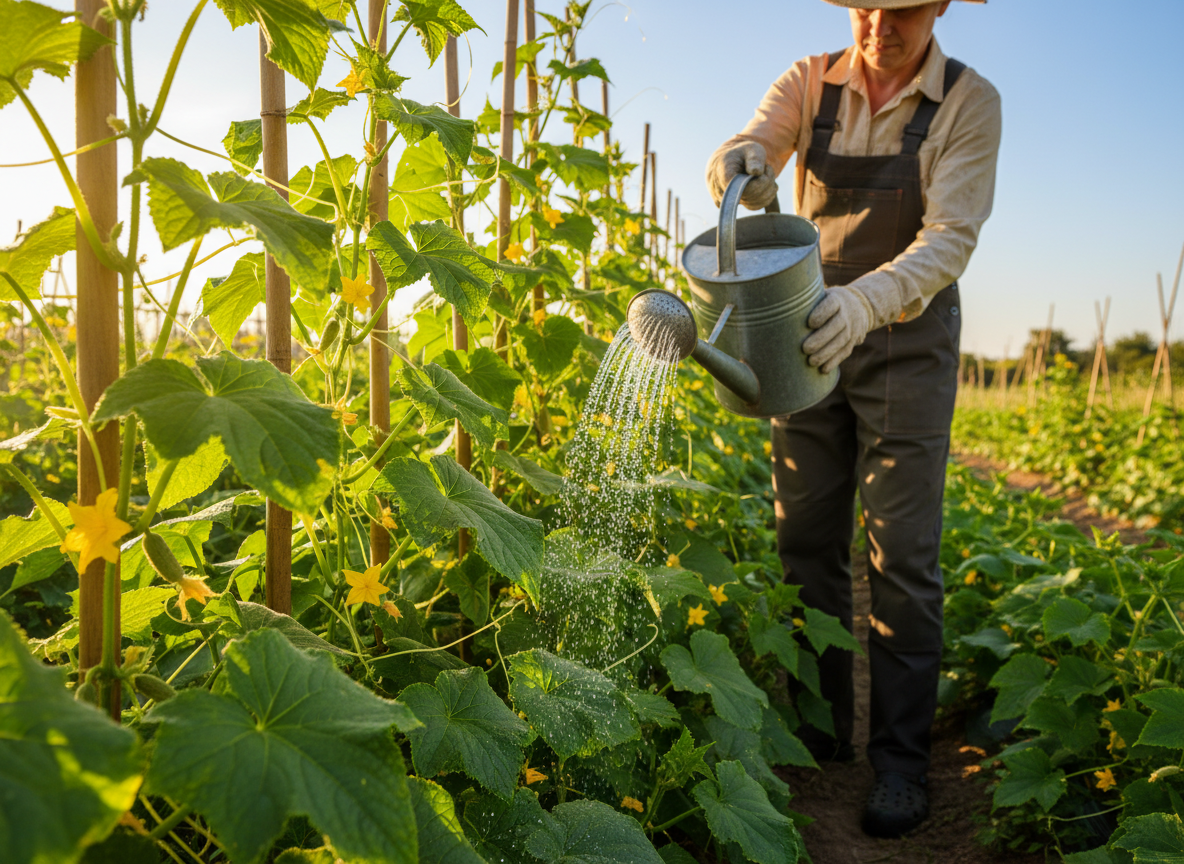podlewanie ogórków wodą z cukrem