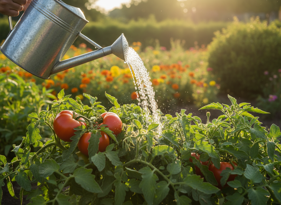 podlewanie pomidorów wodą z cukrem